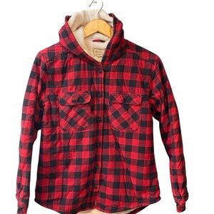 Boston Traders Red and Black Checkered Hooded Jacket